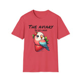 Parrot on a Strawberry Black Lettering Unisex Softstyle T-Shirt