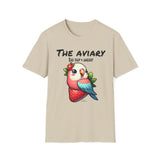 Parrot on a Strawberry Black Lettering Unisex Softstyle T-Shirt