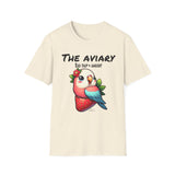 Parrot on a Strawberry Black Lettering Unisex Softstyle T-Shirt