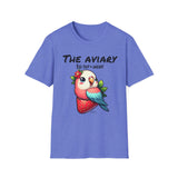 Parrot on a Strawberry Black Lettering Unisex Softstyle T-Shirt