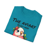 Parrot on a Strawberry Black Lettering Unisex Softstyle T-Shirt