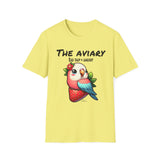 Parrot on a Strawberry Black Lettering Unisex Softstyle T-Shirt