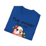 Parrot on a Strawberry Black Lettering Unisex Softstyle T-Shirt