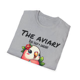 Parrot on a Strawberry Black Lettering Unisex Softstyle T-Shirt