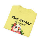 Parrot on a Strawberry Black Lettering Unisex Softstyle T-Shirt