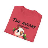 Parrot on a Strawberry Black Lettering Unisex Softstyle T-Shirt