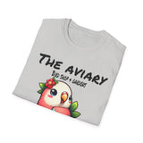 Parrot on a Strawberry Black Lettering Unisex Softstyle T-Shirt