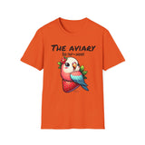 Parrot on a Strawberry Black Lettering Unisex Softstyle T-Shirt