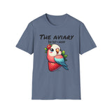 Parrot on a Strawberry Black Lettering Unisex Softstyle T-Shirt