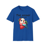 Parrot on a Strawberry Black Lettering Unisex Softstyle T-Shirt