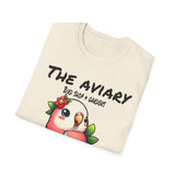 Parrot on a Strawberry Black Lettering Unisex Softstyle T-Shirt