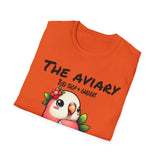 Parrot on a Strawberry Black Lettering Unisex Softstyle T-Shirt