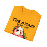 Parrot on a Strawberry Black Lettering Unisex Softstyle T-Shirt