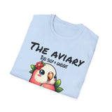 Parrot on a Strawberry Black Lettering Unisex Softstyle T-Shirt