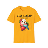 Parrot on a Strawberry Black Lettering Unisex Softstyle T-Shirt