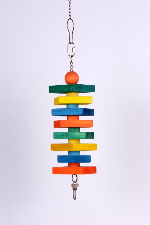 8 Block Wood toy with Wheels & Key