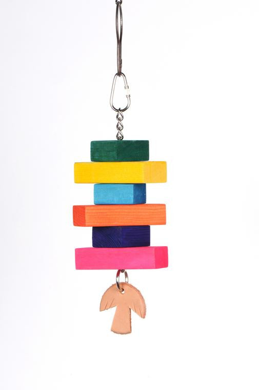 Three and Three Squares Wooden Toy with Leather Palm Tree